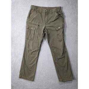 Duluth Trading Pants Mens 38x34 Ripstop Cargo Zip Pocket Utility Work Green